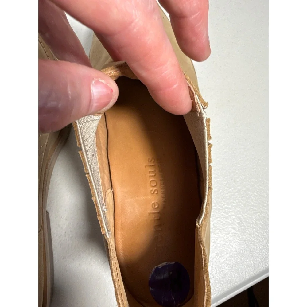 Gentle Souls Kenneth Cole Tan Leather Pointed Toe Ankle Boots Womens 8.5M